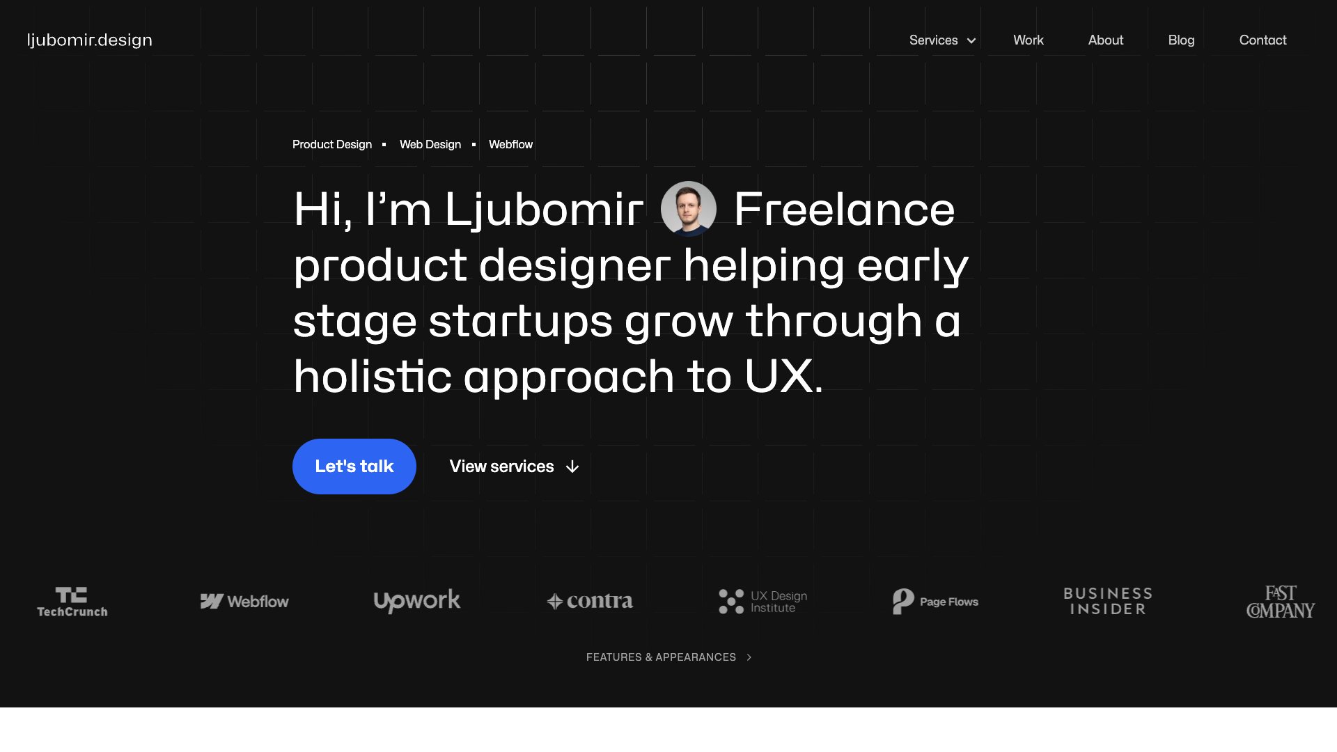 Ljubomir Bardžić - Freelance UX/UI Designer portfolio website screenshot 2026