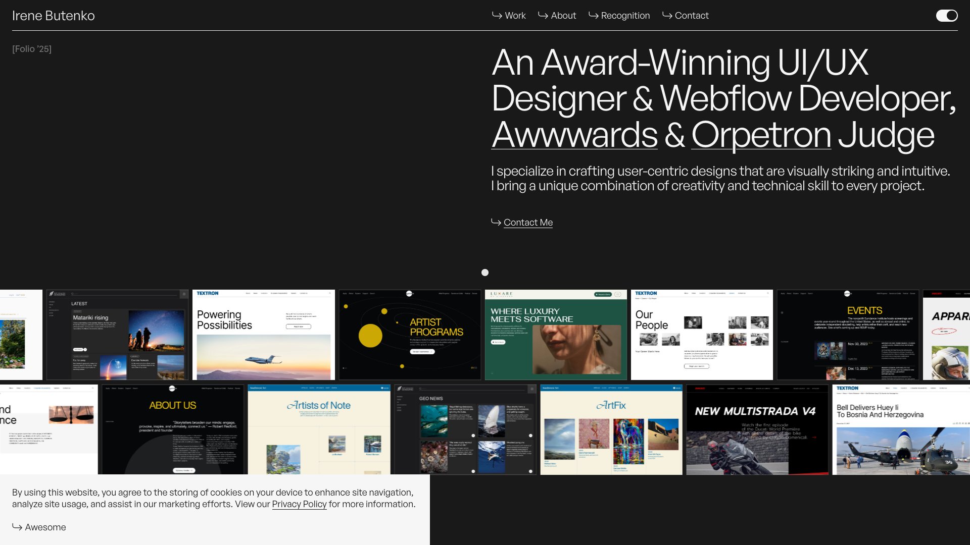 Irene Butenko - UX Designer portfolio website screenshot 2026