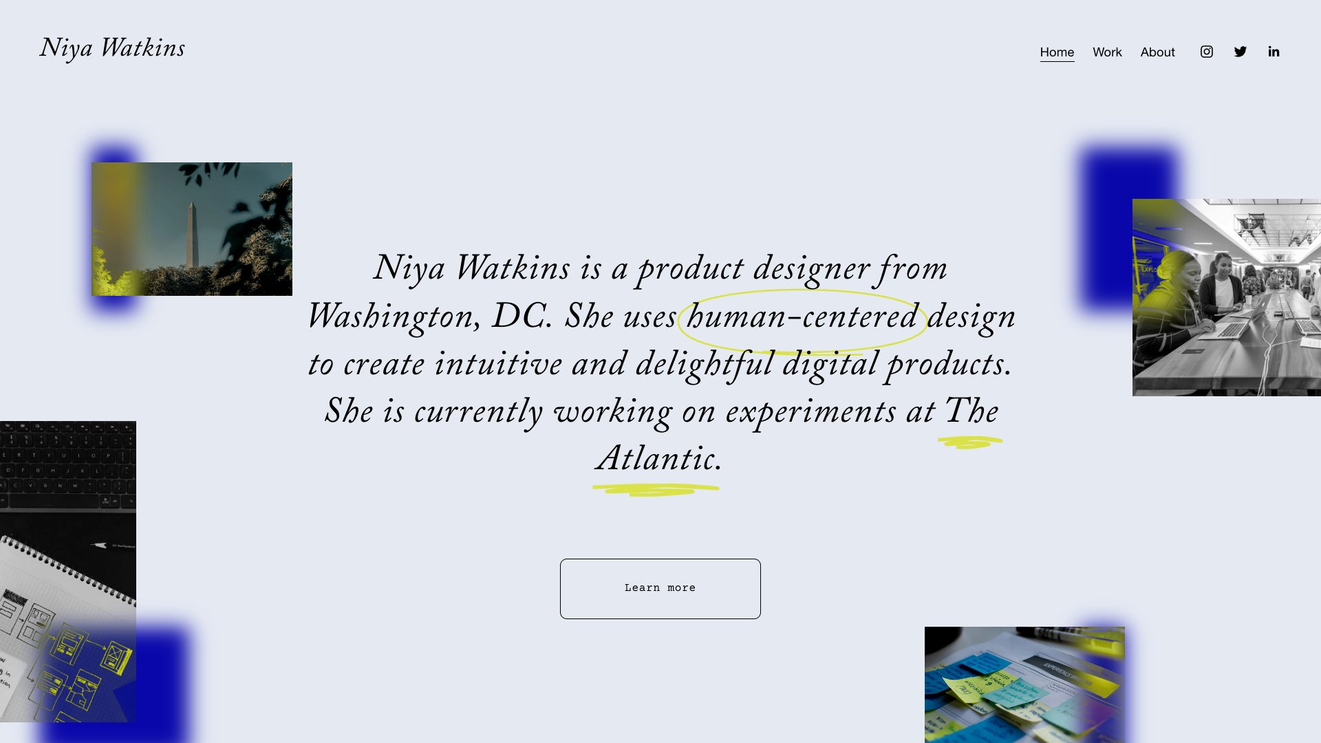 Niya Watkins - UX Designer portfolio website screenshot 2026