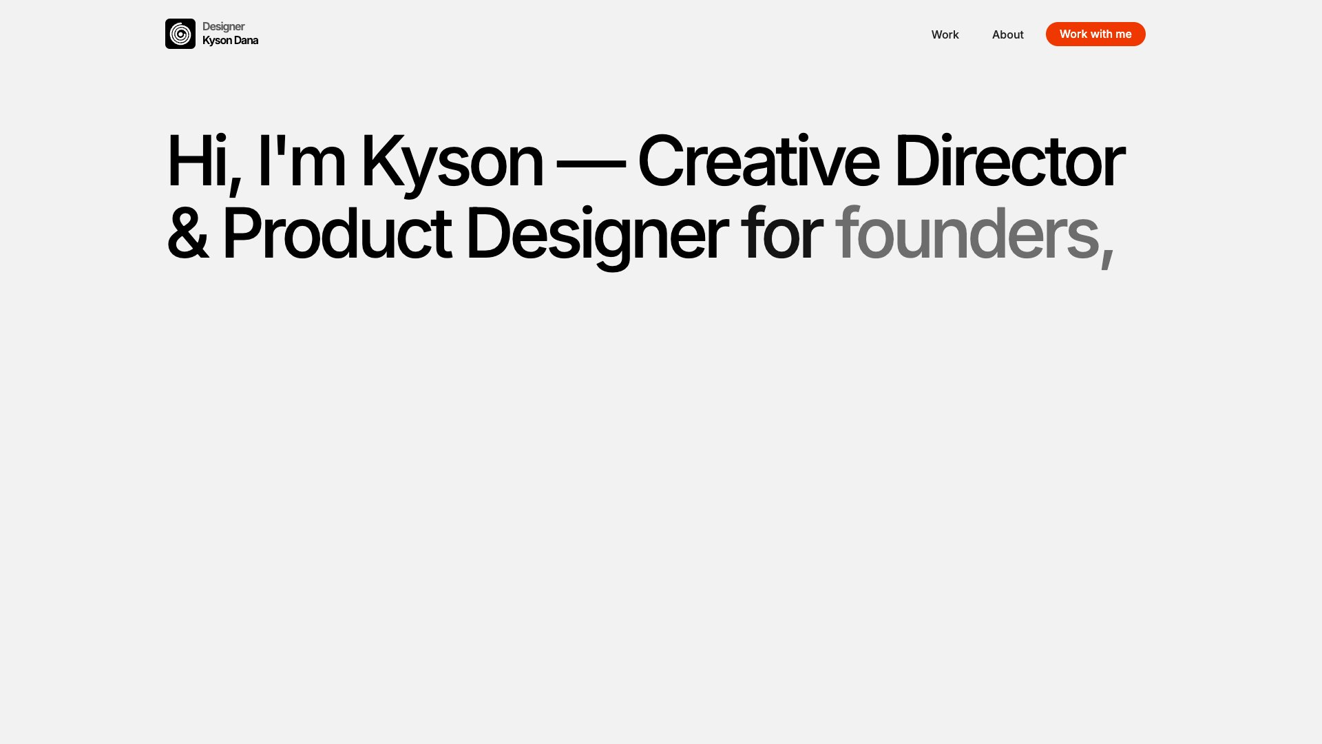 Kyson Dana - Designer & Art Director portfolio website screenshot 2026