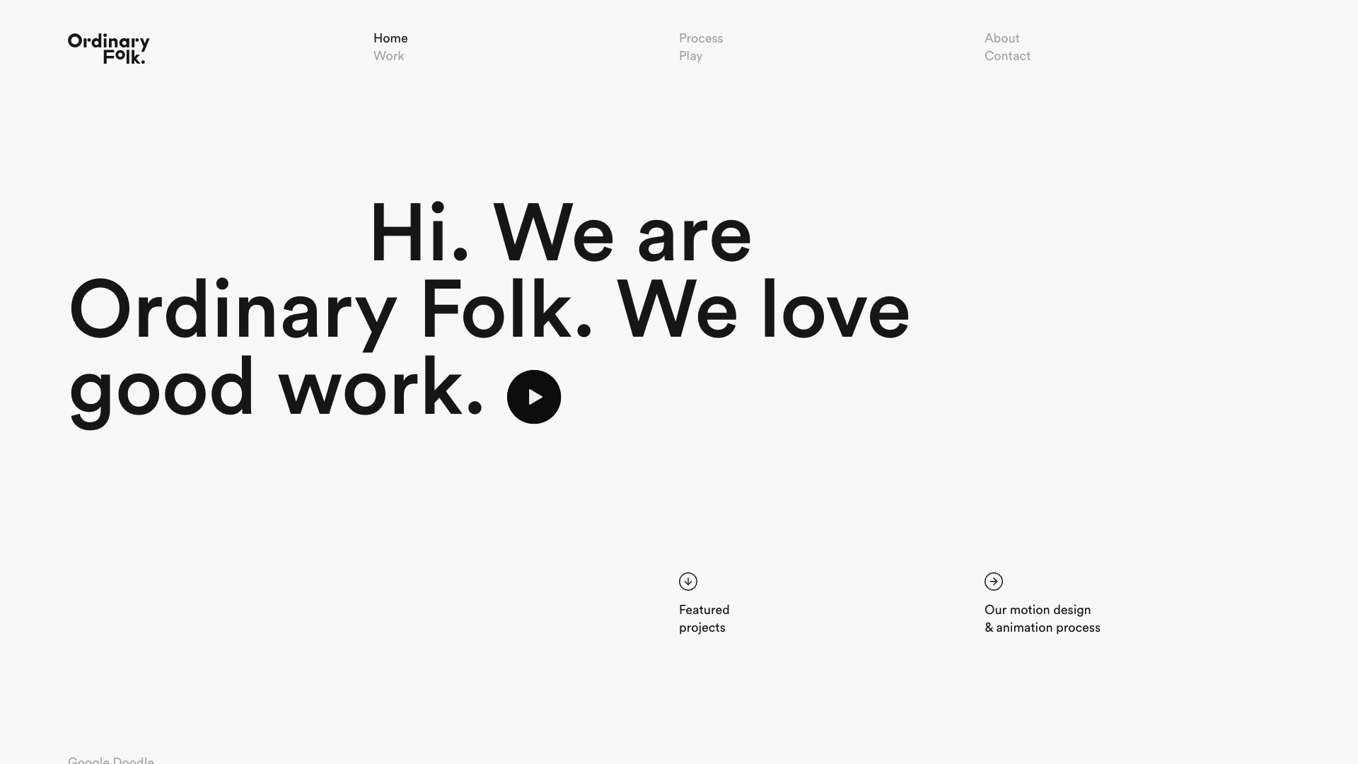Ordinary Folk - Motion Design & Animation portfolio website screenshot 2026
