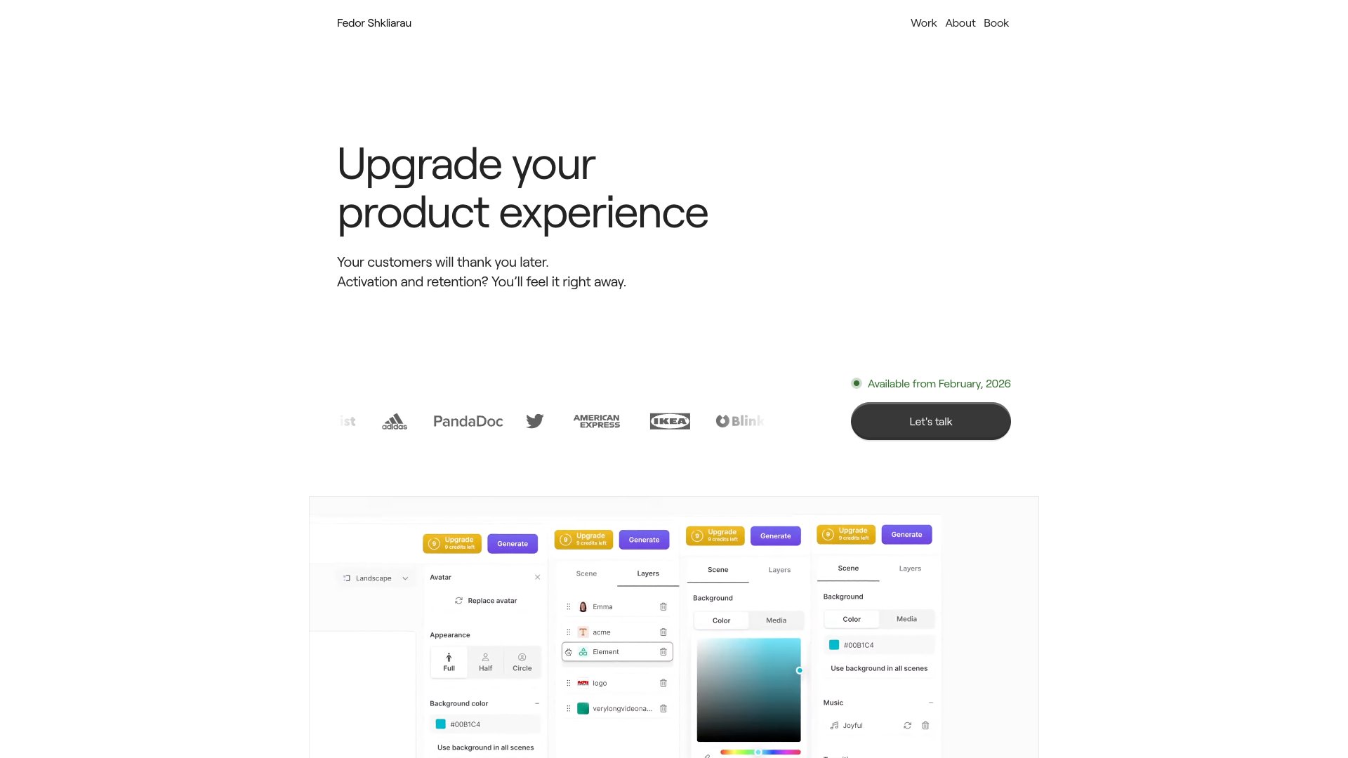 Fedor Shkliarau - Independent Product Designer portfolio website screenshot 2026