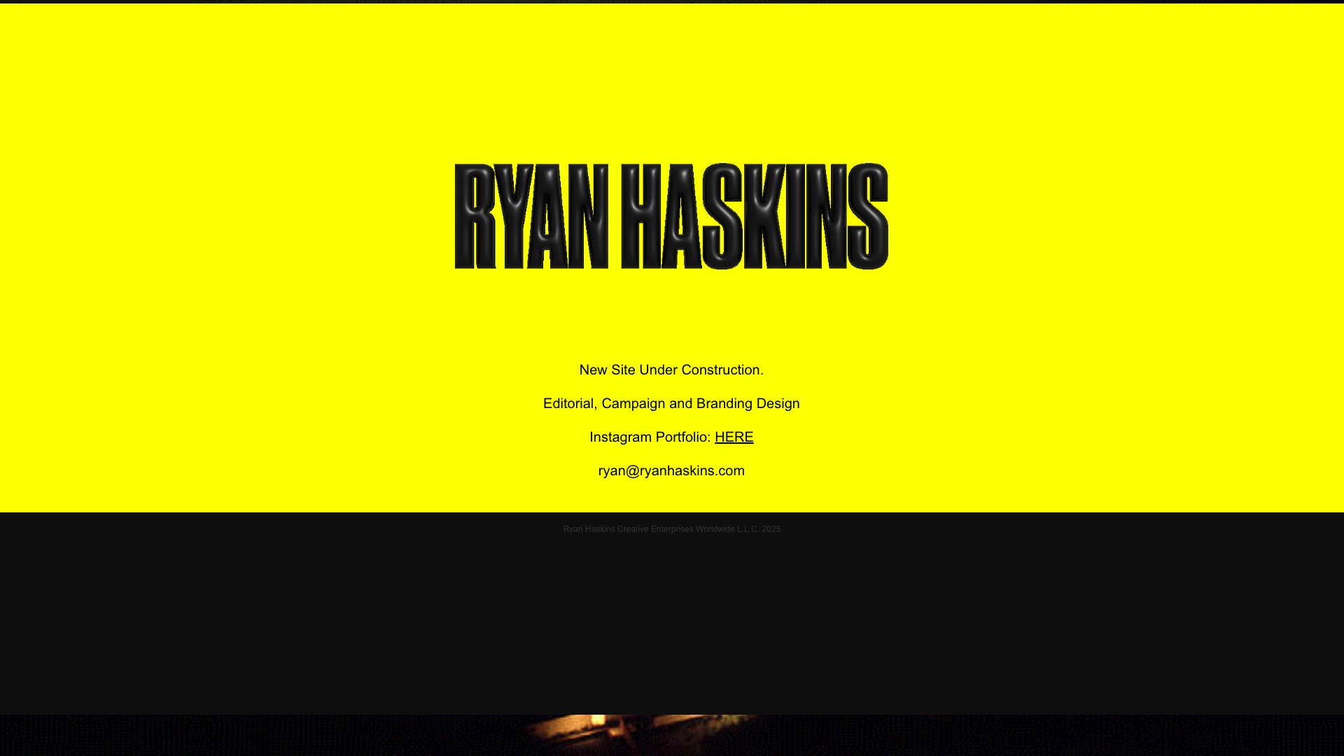 Ryan Haskins - Creative Director portfolio website screenshot 2026