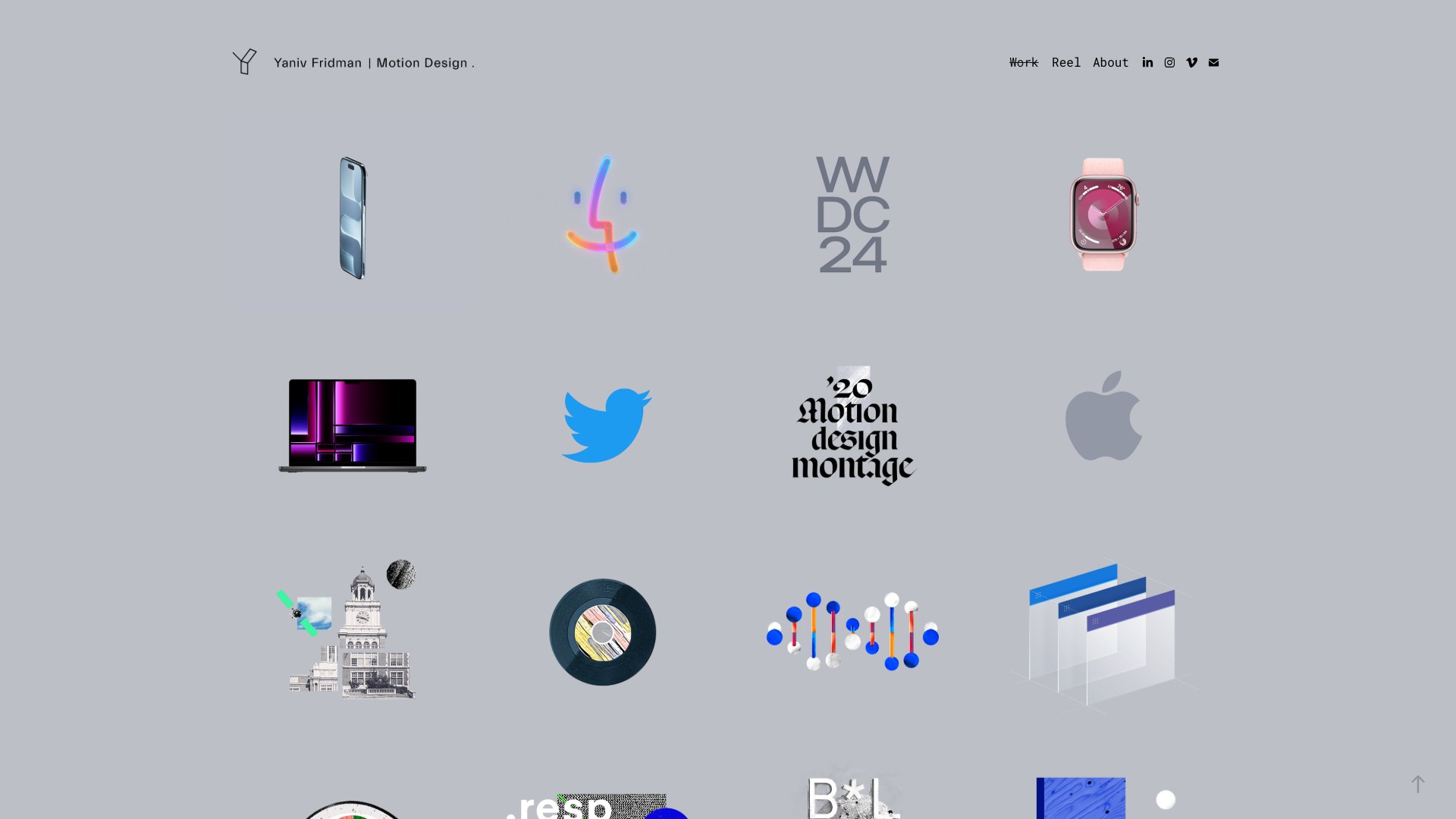Yaniv Fridman - Creative Director & Animator portfolio website screenshot 2026