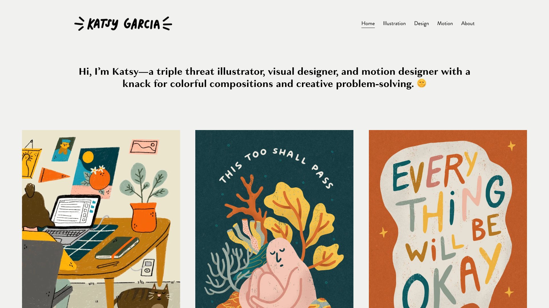 Katsy Garcia - Illustrator & Motion Designer portfolio website screenshot 2026