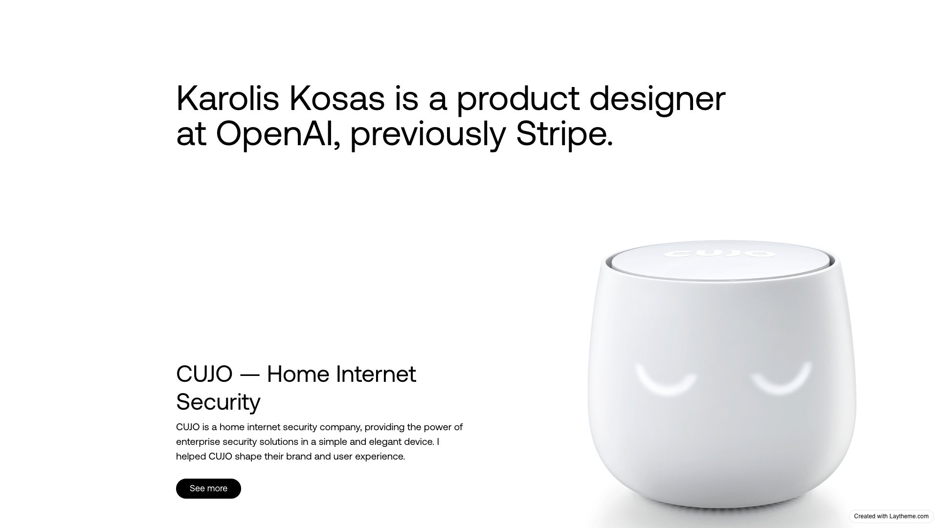Karolis Kosas - Product Designer at OpenAI portfolio website screenshot 2026