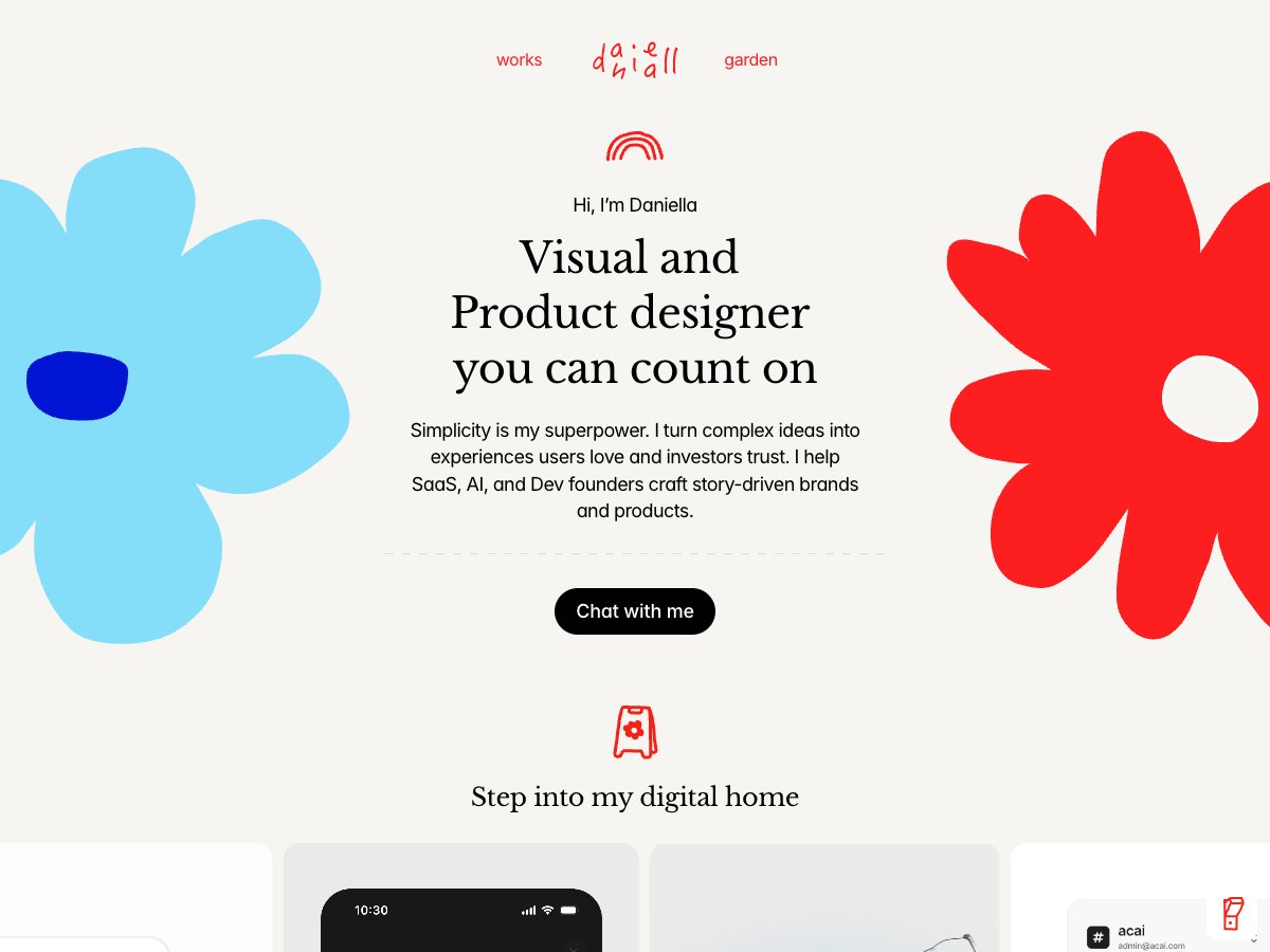 Daniella Marynova - Visual & Product Designer portfolio website screenshot 2026