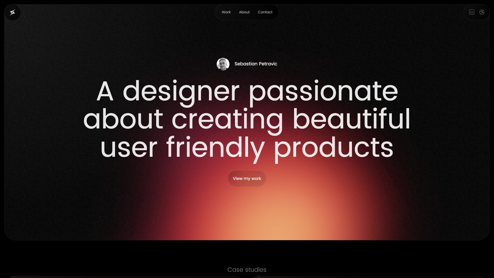 Sebastian Petravic - Designer portfolio website screenshot 2026