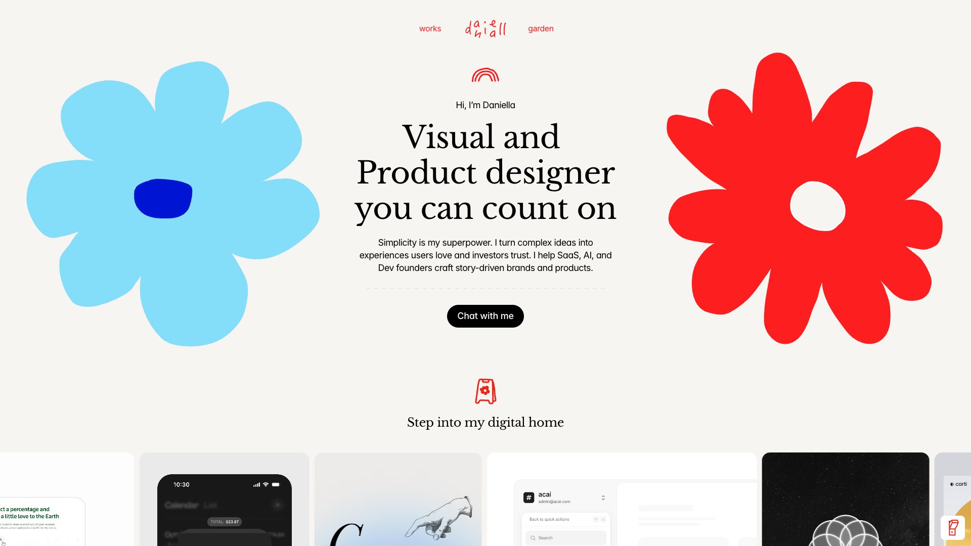 Daniella Marynova - Visual & Product Designer portfolio website screenshot 2026