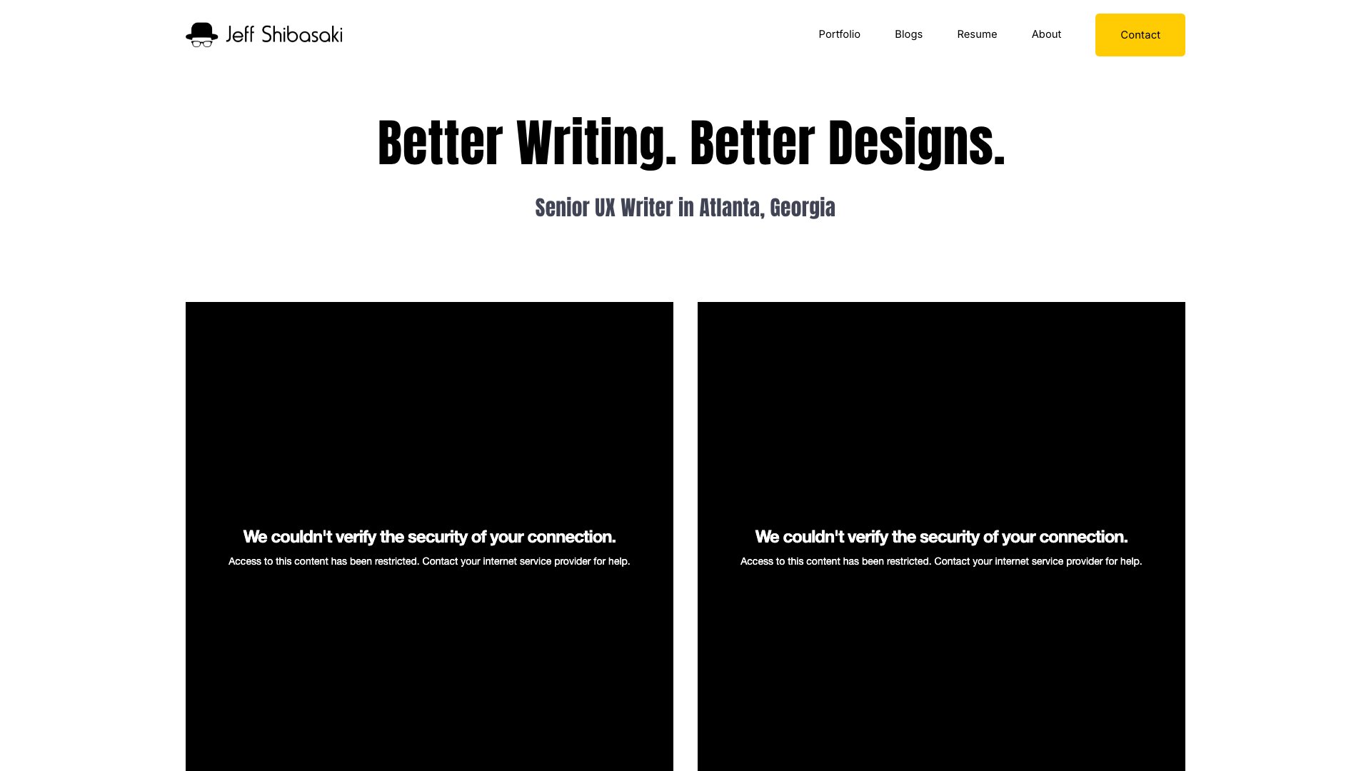 Jeff Shibasaki - UX Writer at Gympass portfolio website screenshot 2026