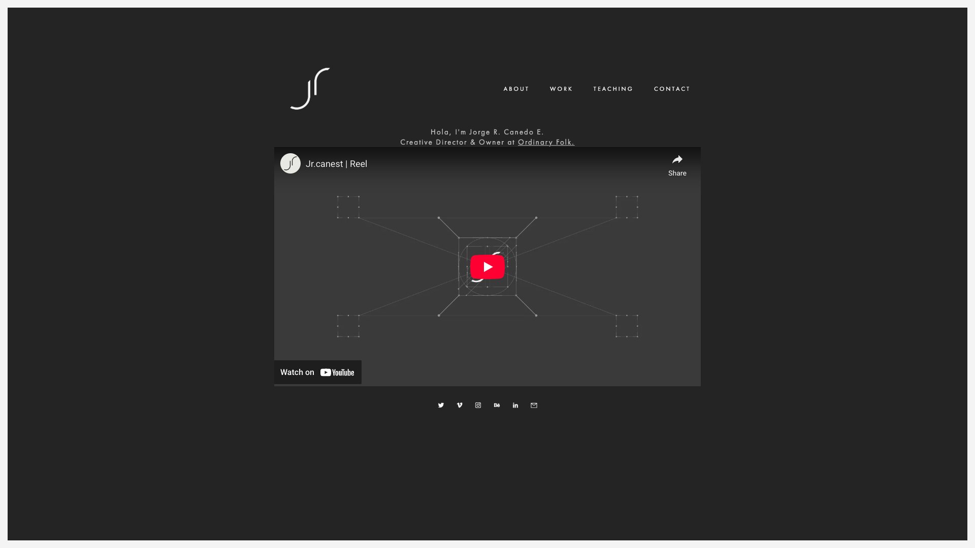Jorge R. Canedo E. - Founder & CD at Ordinary Folk portfolio website screenshot 2026