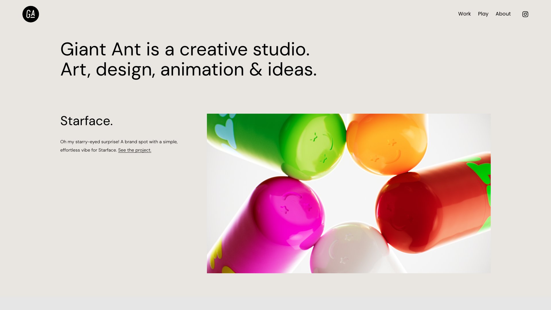 Giant Ant - Animation & Motion Design portfolio website screenshot 2026