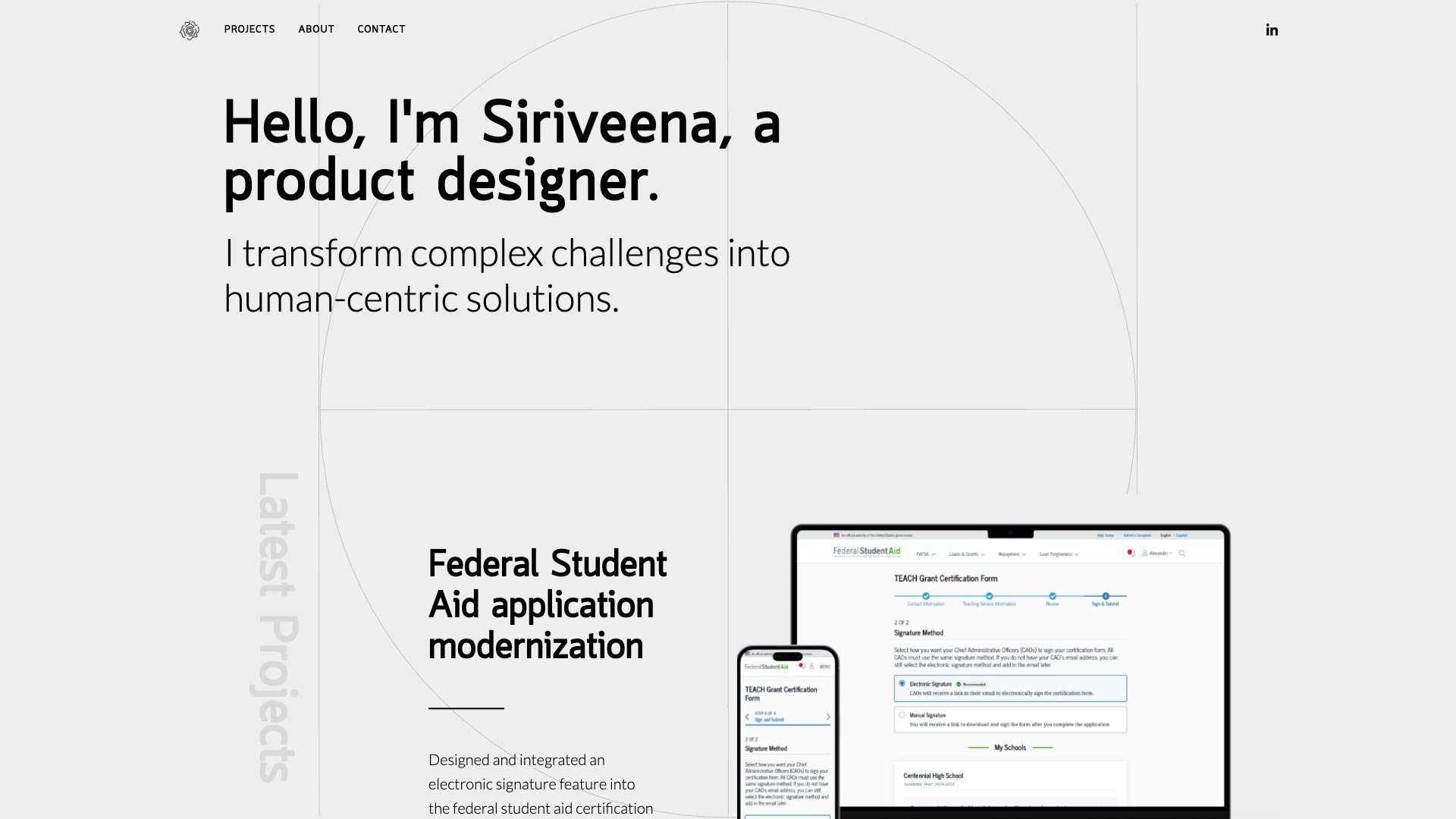 Siriveena Nandam - UX Designer portfolio website screenshot 2026
